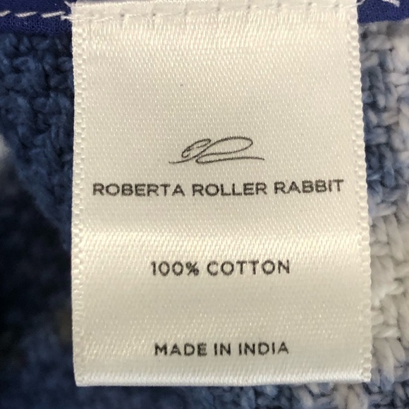 Roller Rabbit size OS blue and white Bridgette fringe kimono - Picture 12 of 12